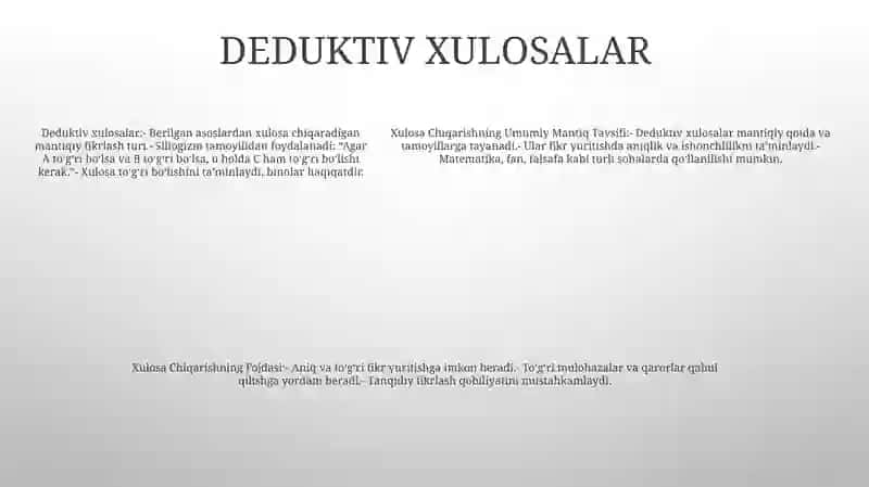 Xulosa Chiqarishning Umumiy Mantiq Tavsifi 4