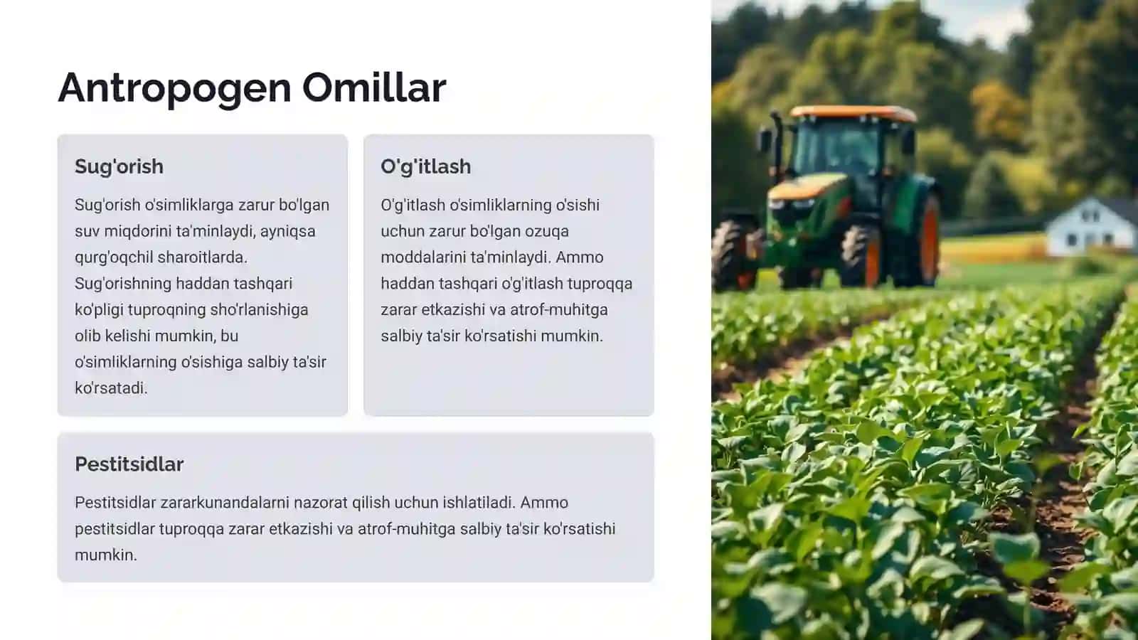 Edafik, Biotik va Antropogen Omillar: O'simliklarning O'sishiga Ta'sir 4