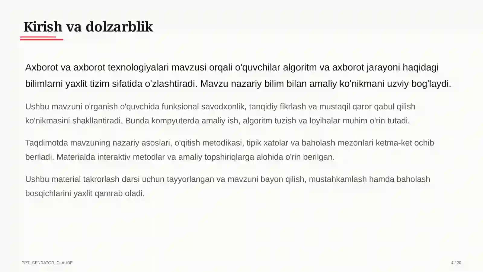 Informatika va axborot texnologiyalari (5–11) — takrorlash darsi uchun 4