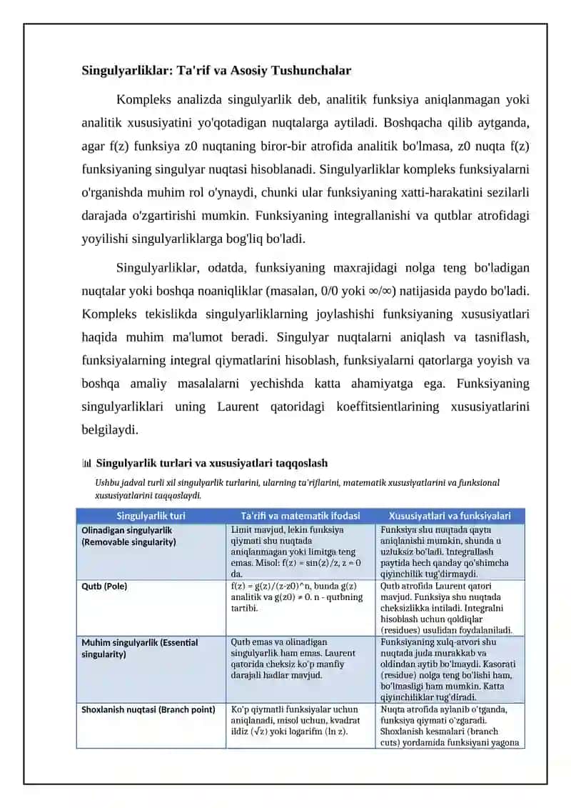 Singulyarliklar va ularning turlari 4