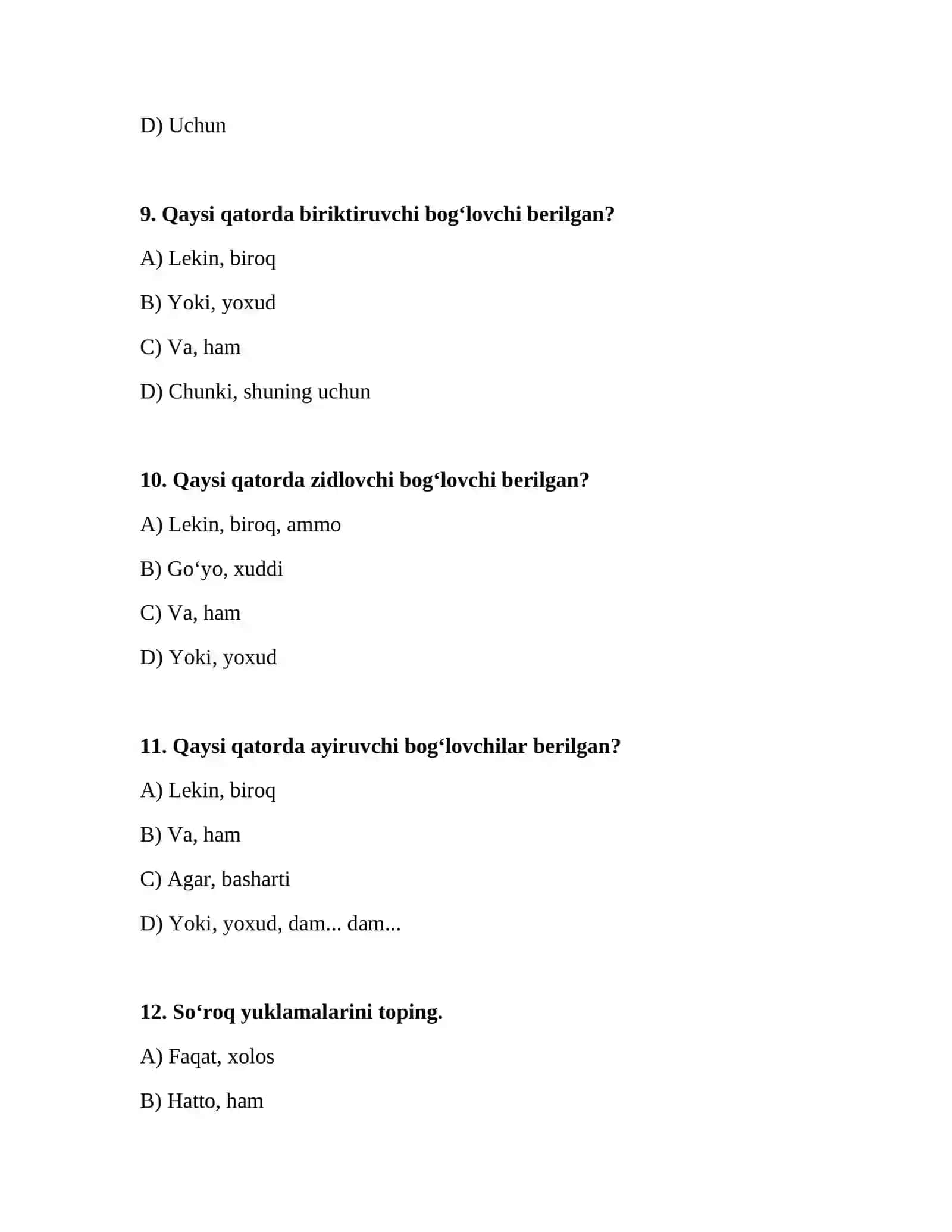 7-sinf Ona tili fanidan mavzulashtirilgan 200 ta test savollari 4