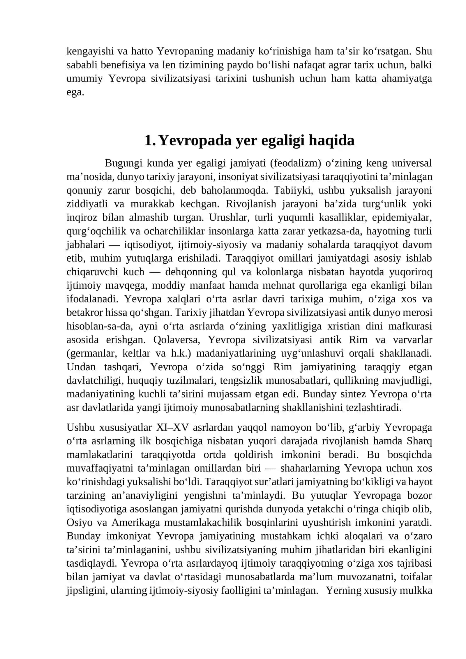 Yevropada yer egaligi, benefisiya va len tizimining paydo bo‘lishi 4