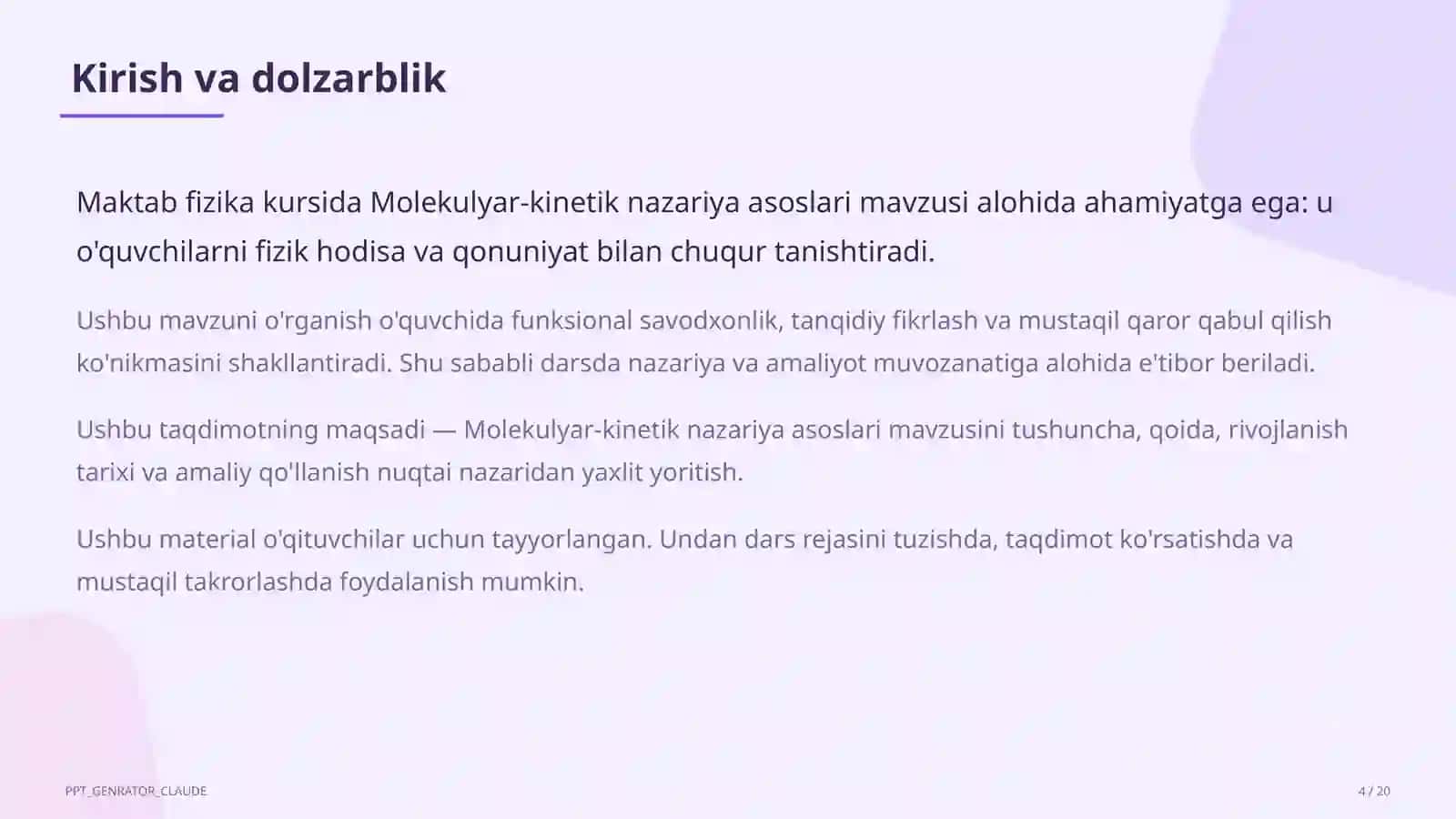 Molekulyar-kinetik nazariya asoslari (10-sinf) 4