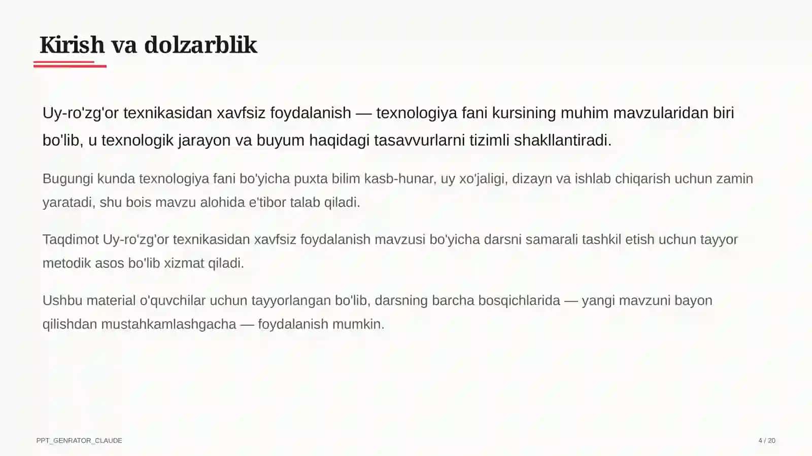 Uy-ro'zg'or texnikasidan xavfsiz foydalanish (7-sinf) 4
