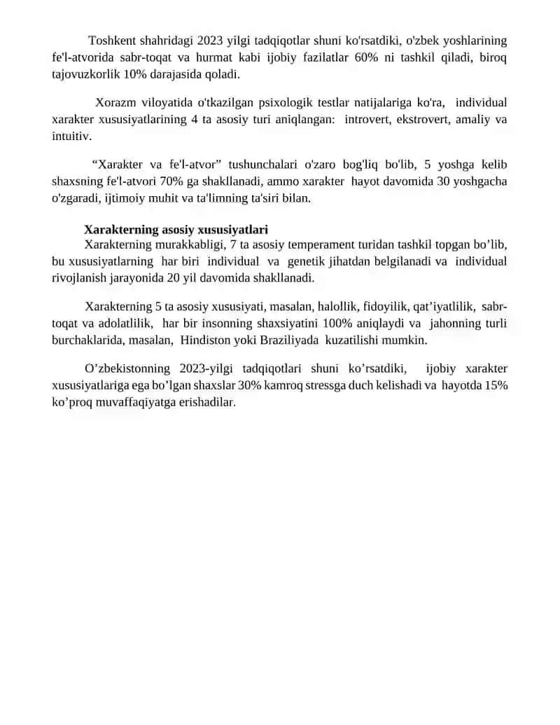 Xarakter va uning hossalari 4