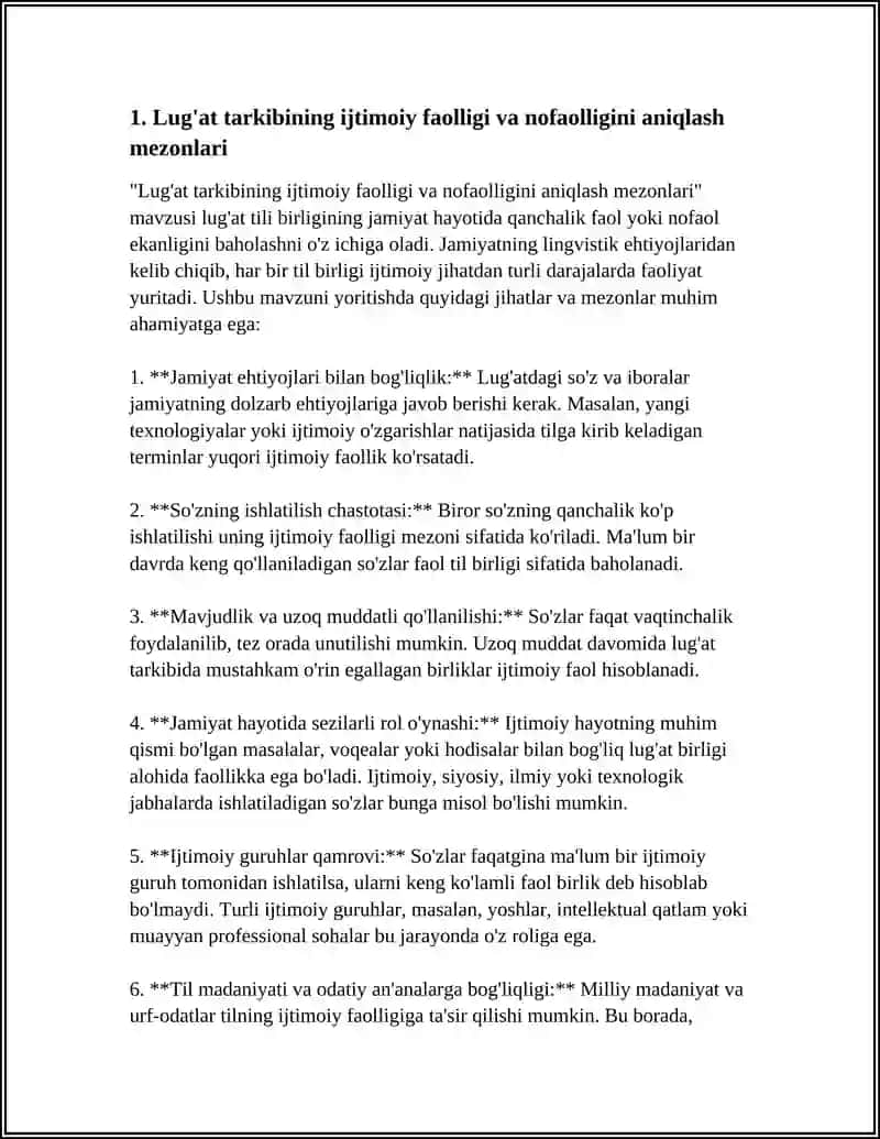 Lug'at tarkibining ijtimoiy faolligi va nofaolligini aniqlash mezonlari 4
