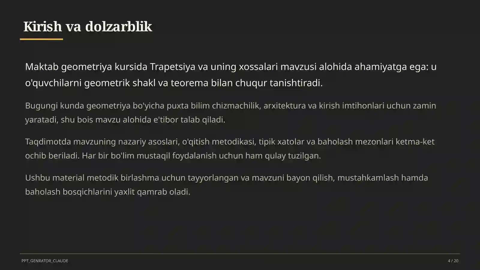 Trapetsiya va uning xossalari (8-sinf) 4