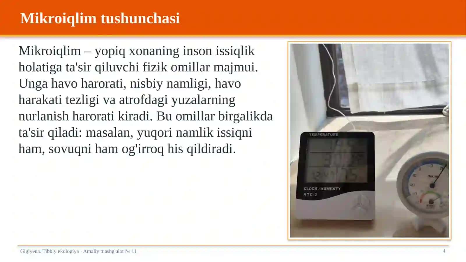 Gigiyena. Tibbiy ekologiya · Amaliy mashg'ulot № 11 4