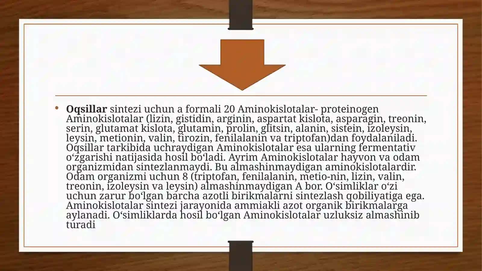 AMINAKISLATOLAR VA ULDARINING TIBBIY BIOLOGIYASI 4