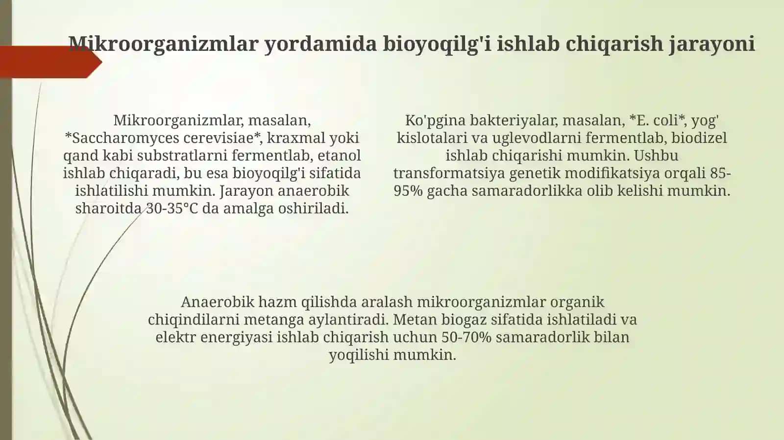 Mikroorganizm yordamida bioyoqilĝi olisĝiolish 4