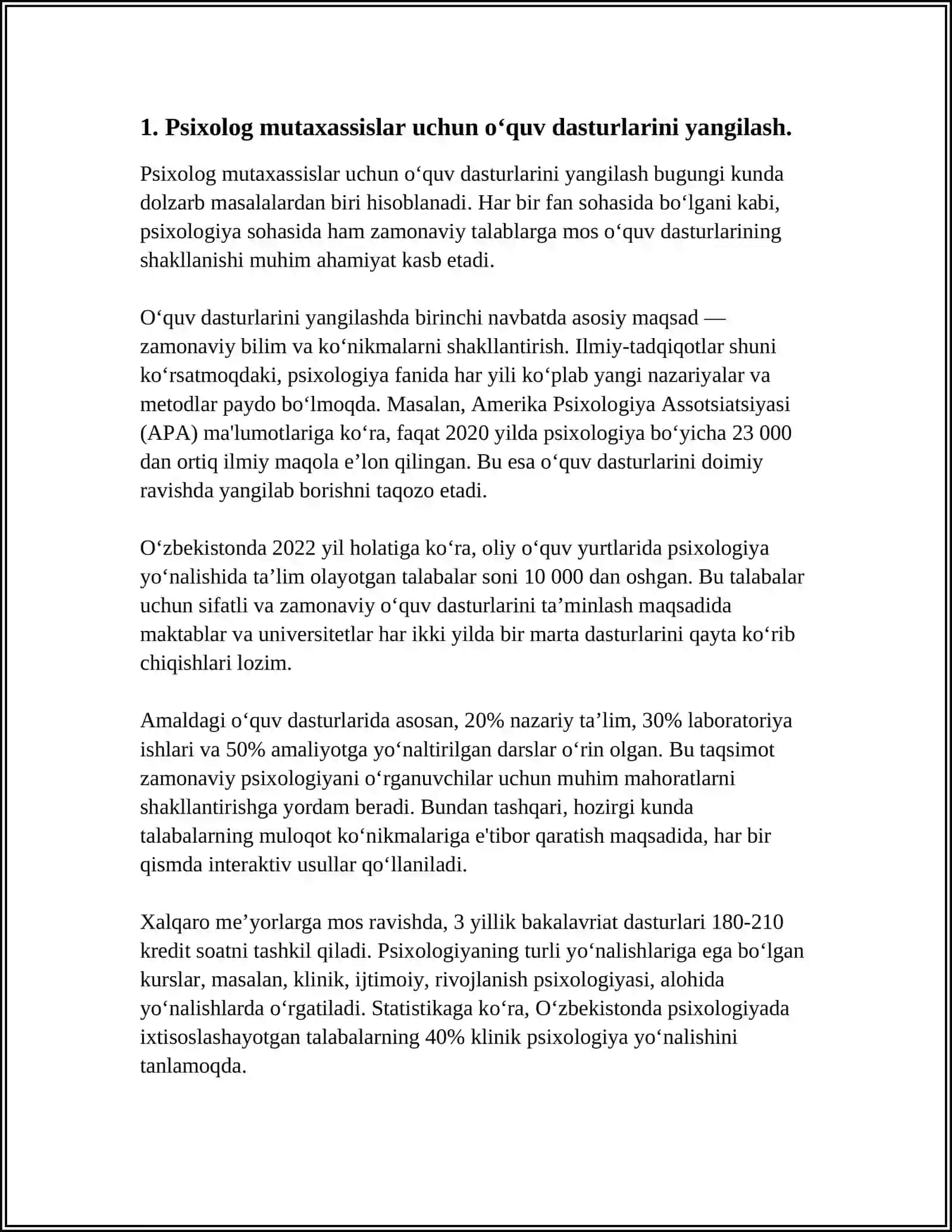 PSIXOLOG MUTAXASSISLAR TAYYORLASH MUAMMOLARI 4