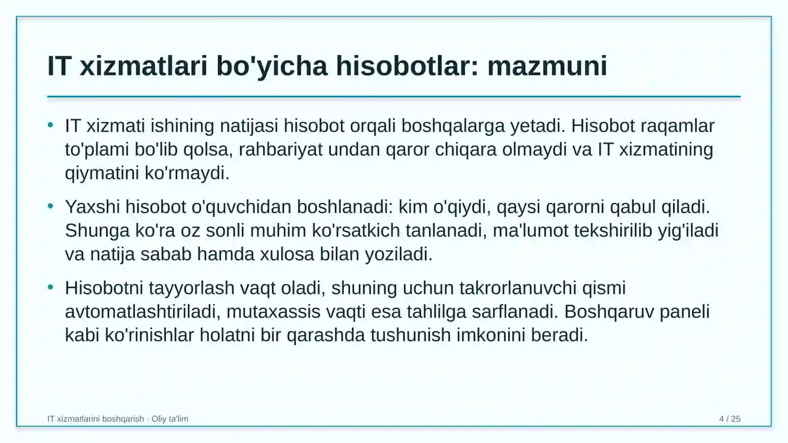 taksi xizmatida axborot texnologiyalari xizmatlari bo'yicha hisobotlarni tayyorlash 8394 4
