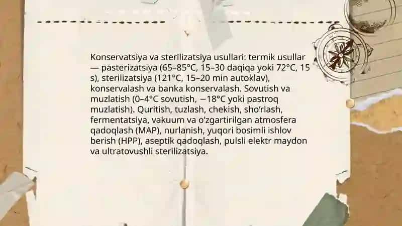 OZIQ OVQAT MAHSULOTLARINI SAQLASH VA QAYTA ISHLASH 4