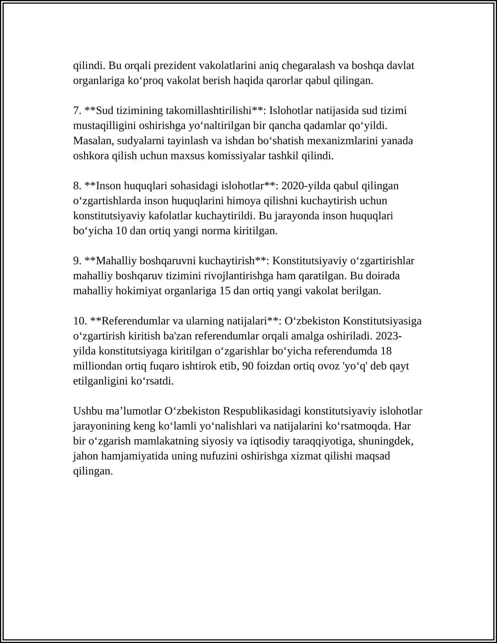 MUSTAQILLIK YILLARIDA DAVLAT BOSHQARUVI TIZIMIDA AMALGA OSHIRILGAN ISLOHOTLAR 4