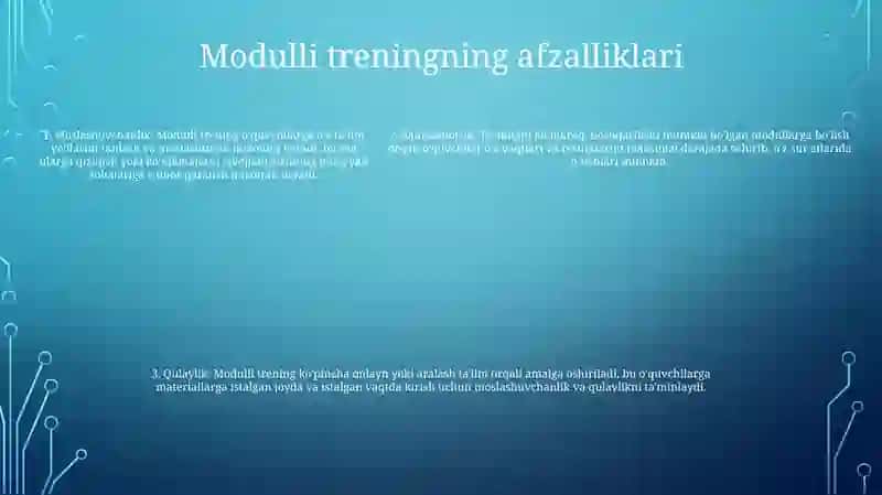 Modulli OʻQitishni Tamoyillari. Modulli-Kredit Texnologiyasi 4