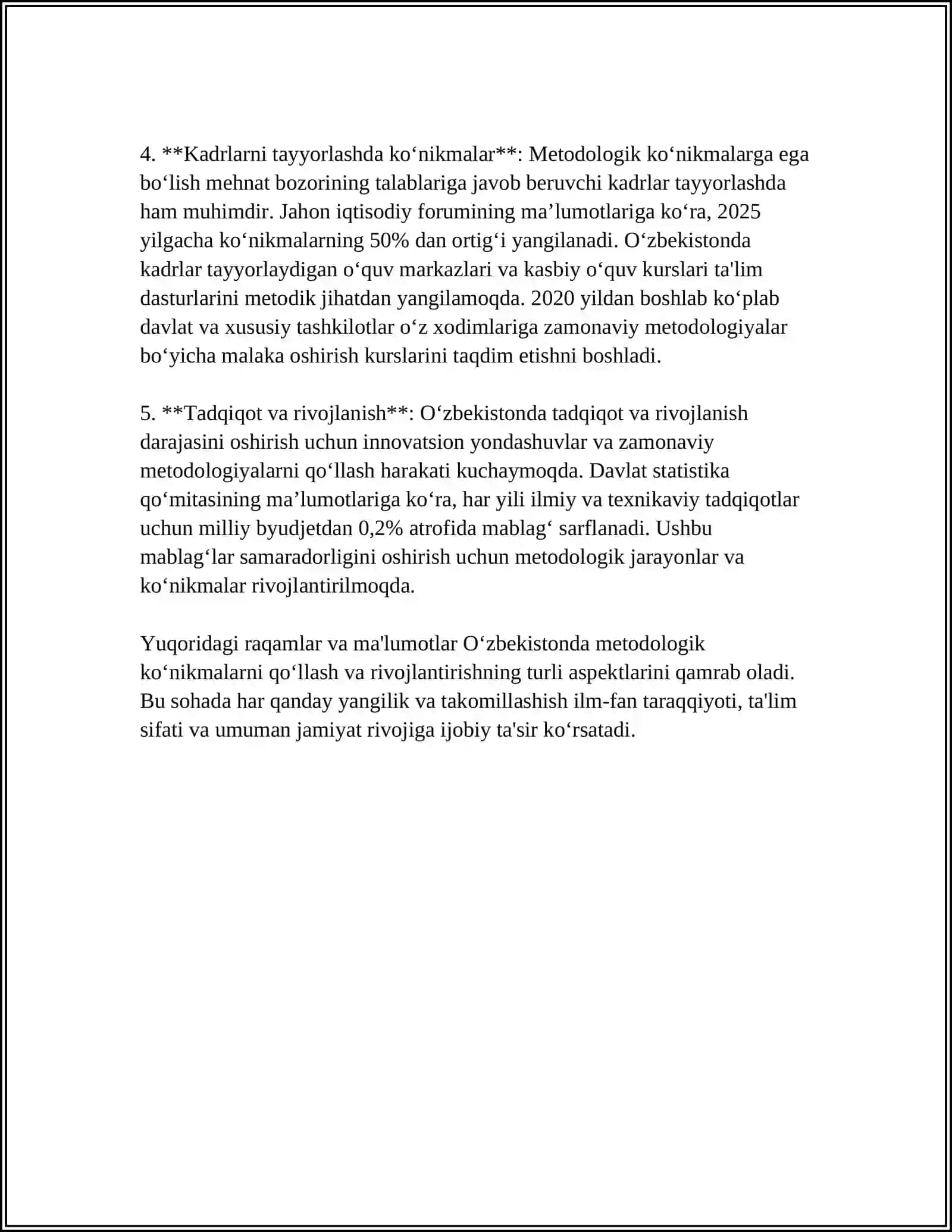 KOʻNIKMA MALAKA METODLAR 4