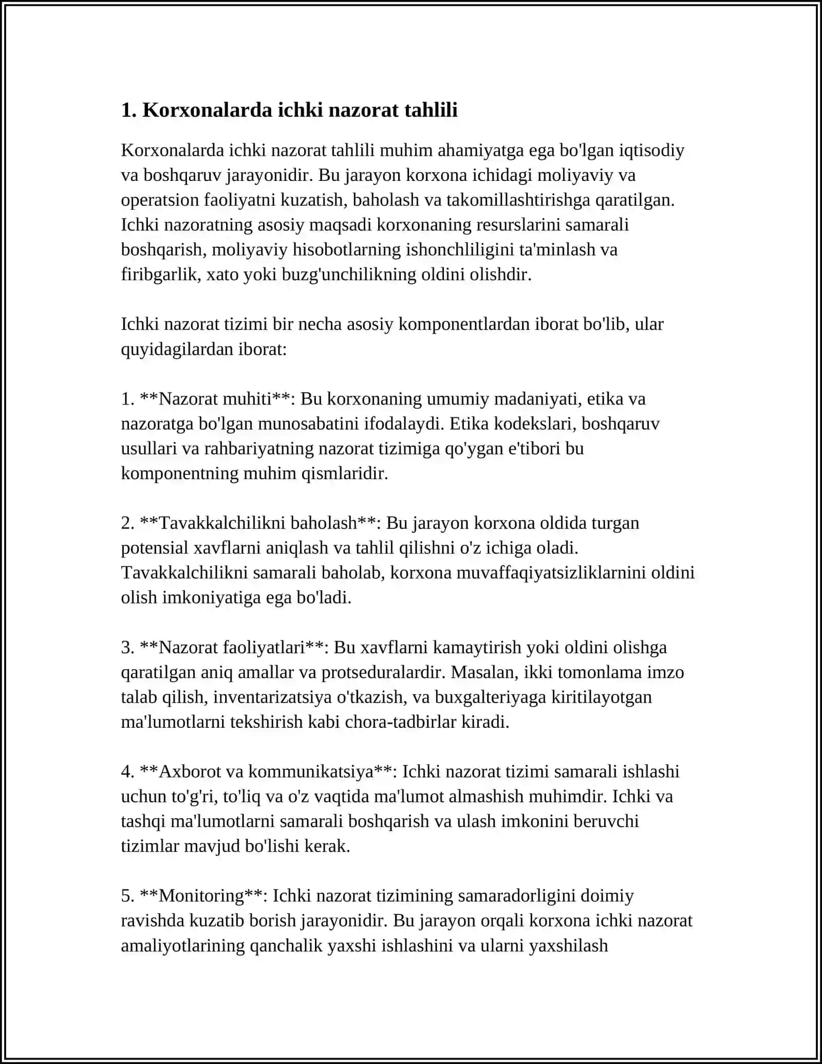 KORXONALARDA ICHKI NAZORAT TIZIMINING AMALDAGI HOLATI 4