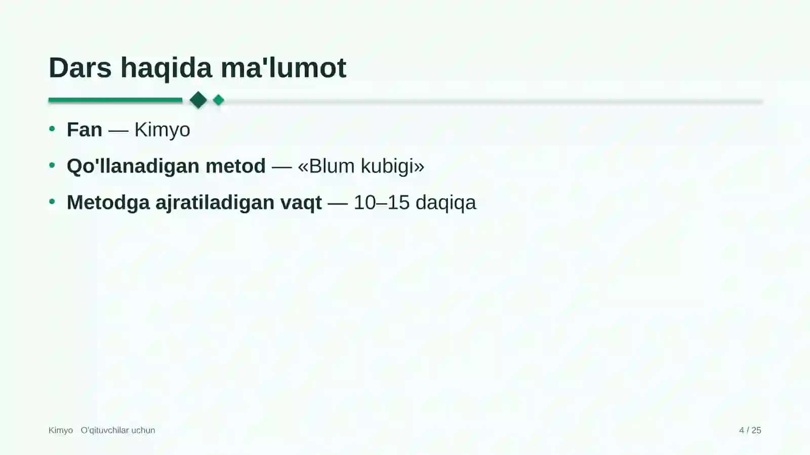 kimyo darslarida blum kubigi metodidan foydalanish 4424 4