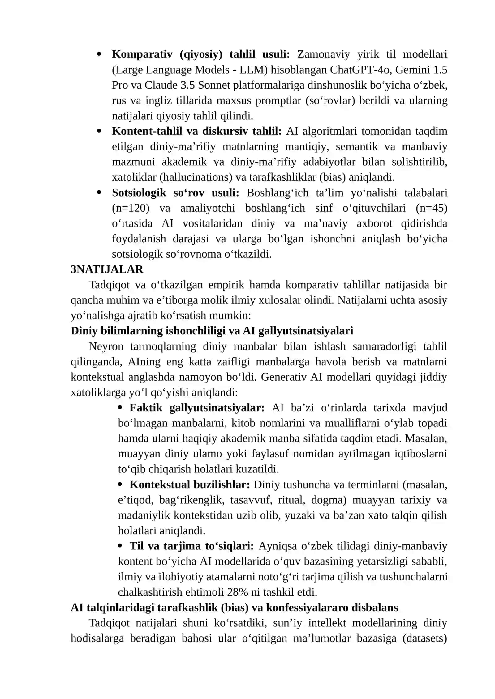 SUN’IY INTELLEKT DAVRIDA DINSHUNOSLIK: DINIY BILIMLARNING ISHONCHLILIGI, AI TALQINLARI VA DINIY TA’LIMNING KELAJAGI 4