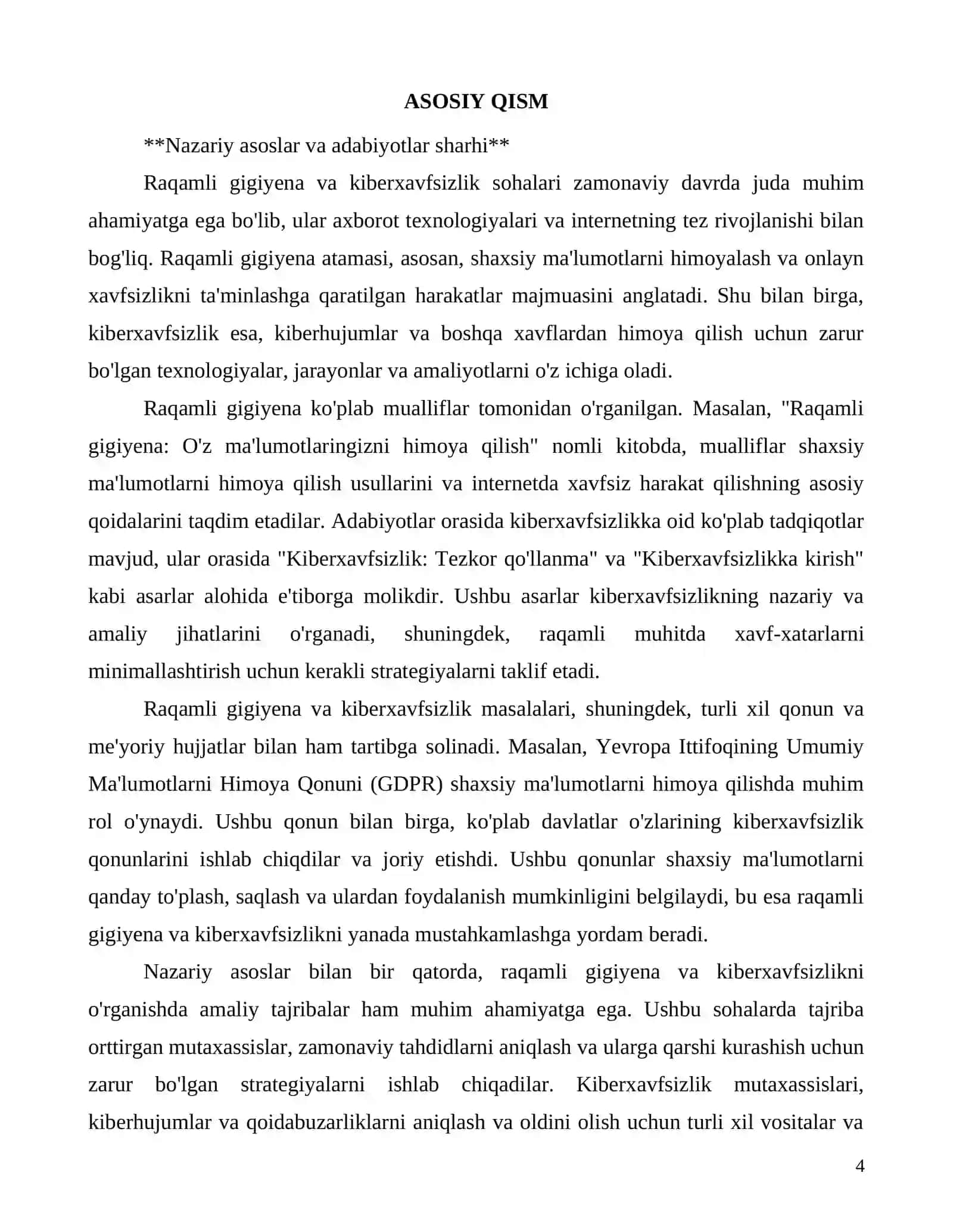 Raqamli gigiyena va kiberxavfsizlik: Ma'lumotlar strukturasi va algoritmlari 4