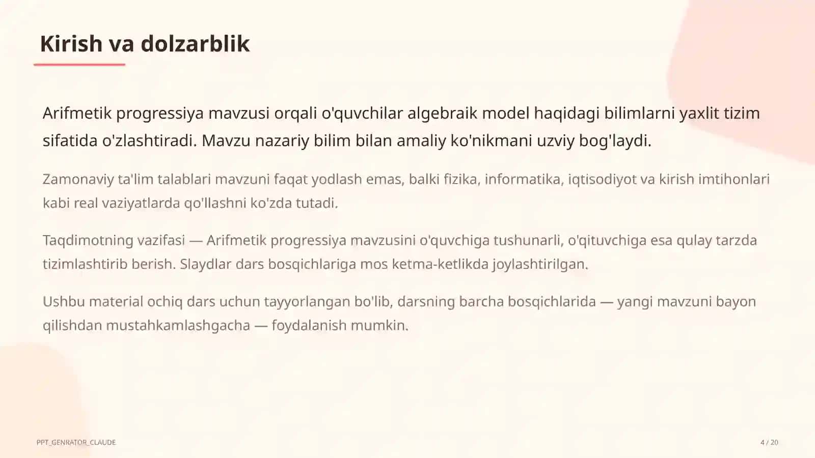 Arifmetik progressiya (9-sinf) 4
