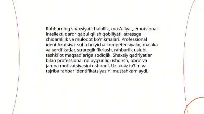 Rahbarning ishbilarmonlik va shaxslilik xususiyatlari 4