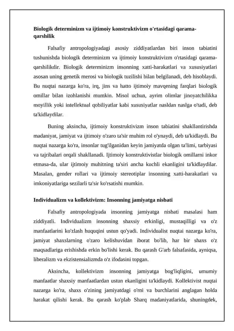 Falsafiy antropologiyaning asosiy ziddiyatlari: mohiyati va inson tabiati 4