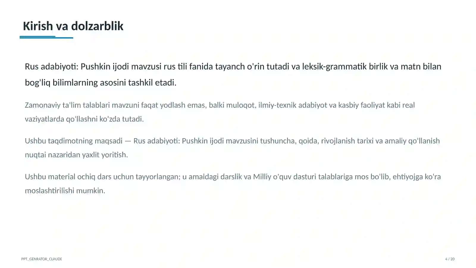 Rus adabiyoti: Pushkin ijodi (9-sinf) 4
