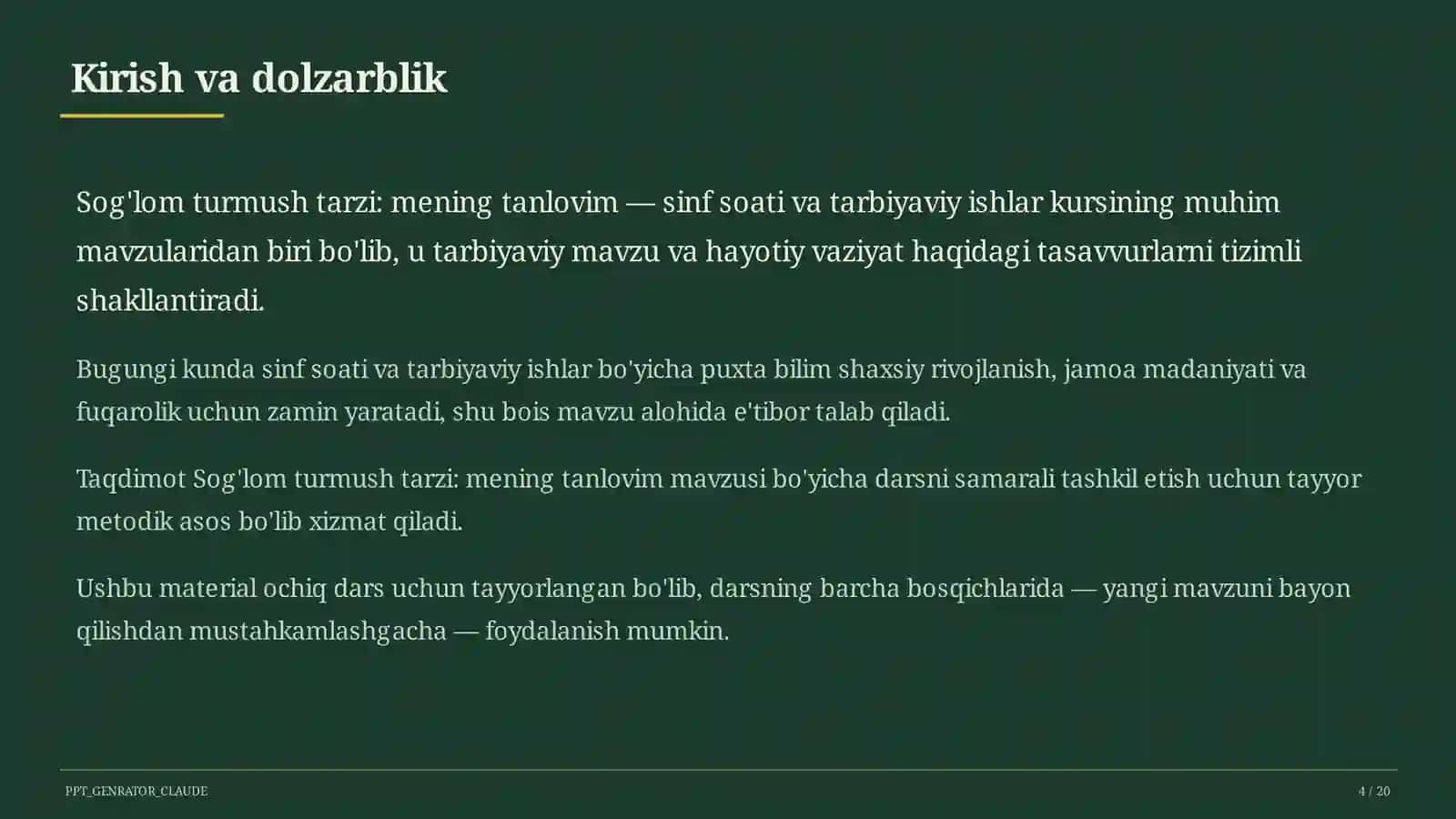 Sinf soati va tarbiyaviy tadbirlar 4