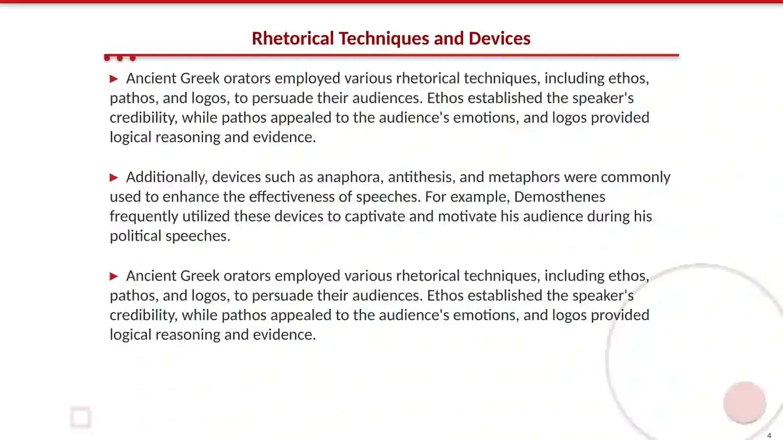 Distinctive Features of Ancient Greek Orators 4