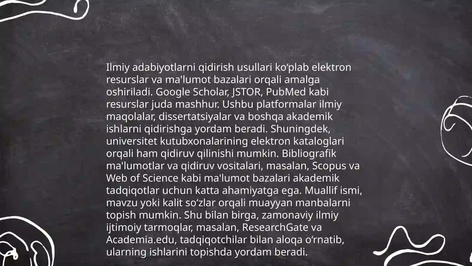 Tadqiqot mavzusiga oid ilmiy adabiyotlar ustida ishlash 4