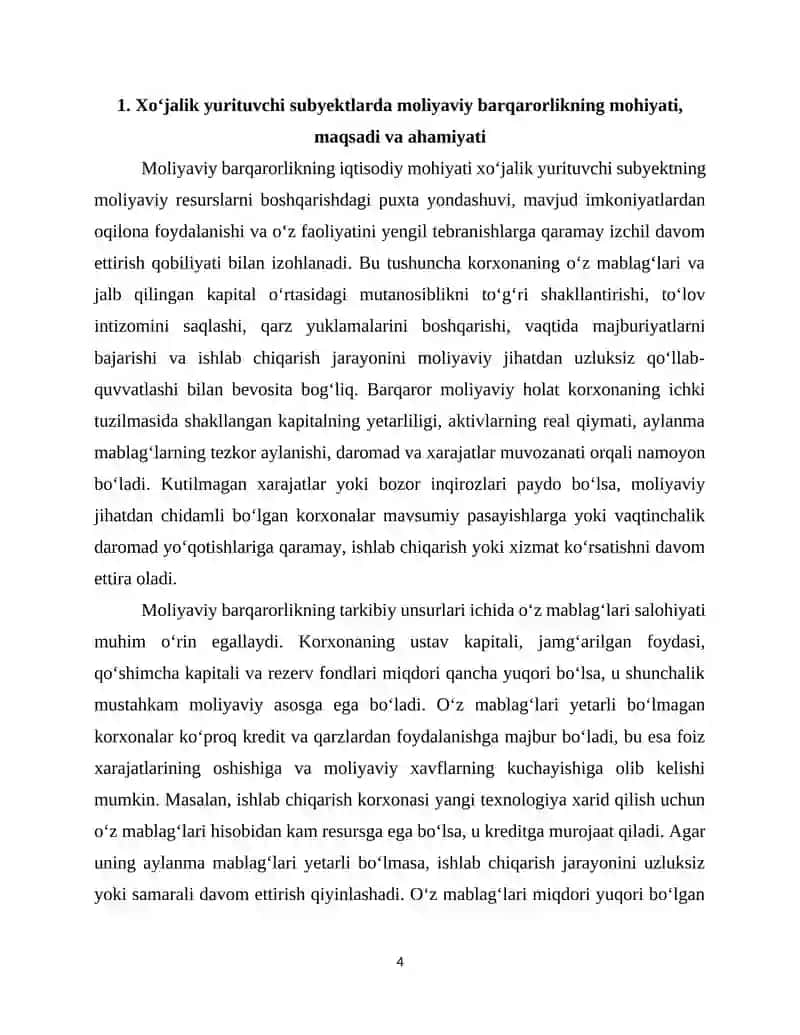 Xo‘jalik yurituvchi subyektlarning moliyaviy barqarorligi tahlili 4