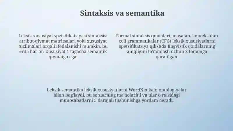 Leksik tur spetsifikatsiyasi 4