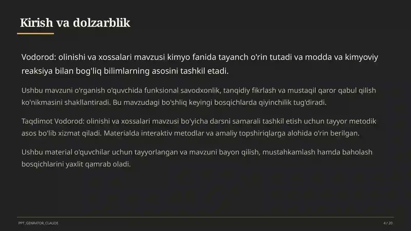 Vodorod: olinishi va xossalari (7-sinf) 4