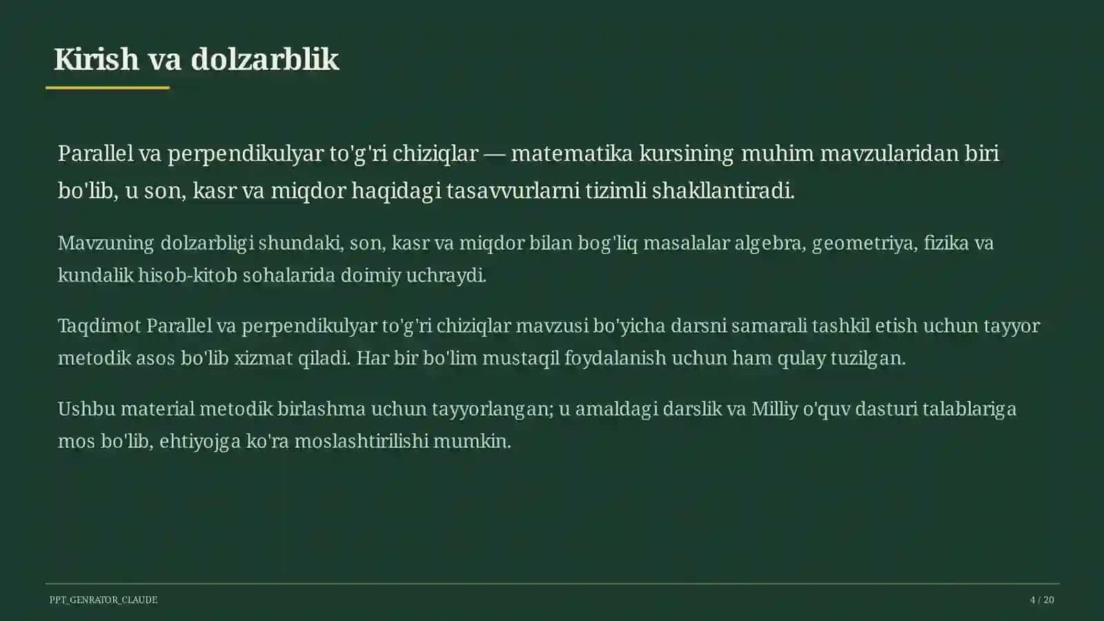 Parallel va perpendikulyar to'g'ri chiziqlar (6-sinf) 4
