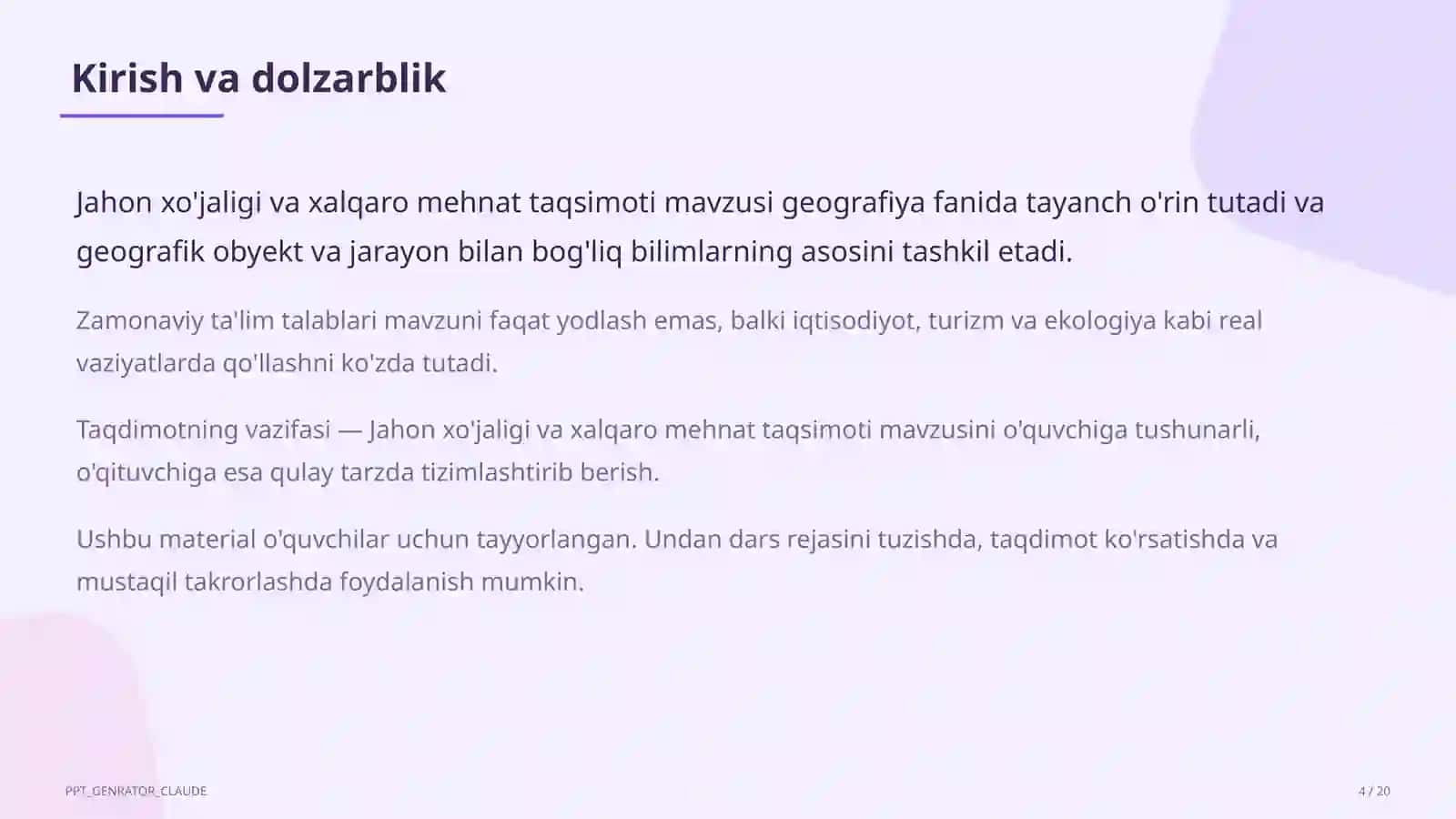 Jahon xo'jaligi va xalqaro mehnat taqsimoti (10-sinf) 4