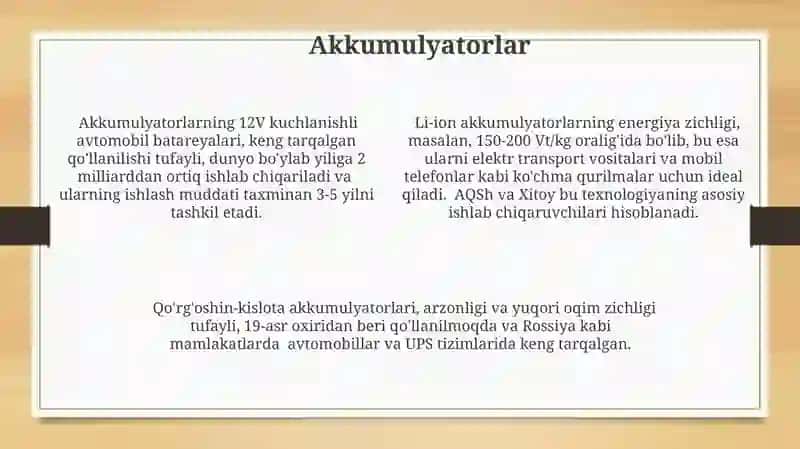 Elektirokimyoviý sistemalarning tasnifi va ulardagi oqimni òtishini aniqlash 4