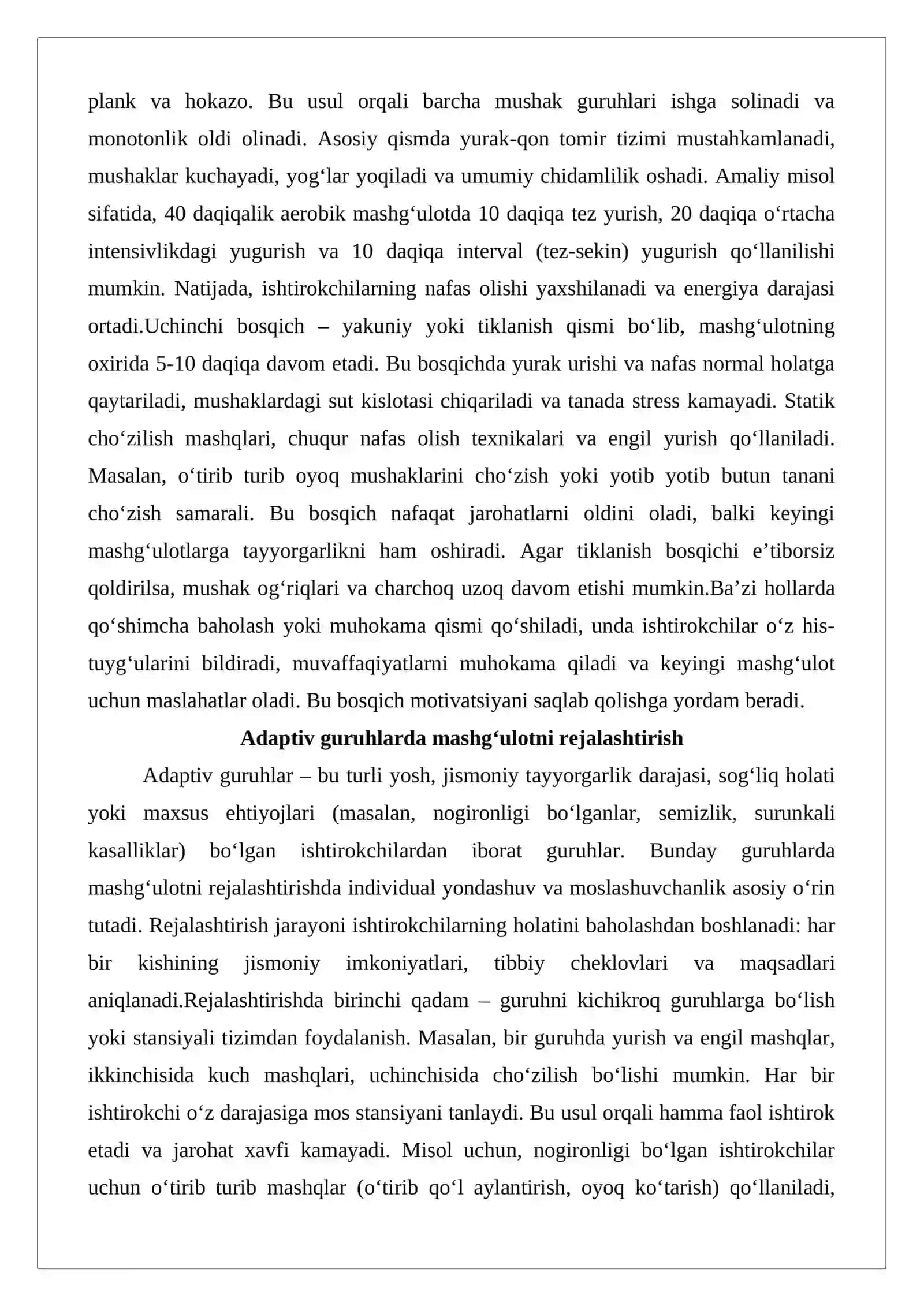 Sog‘lom turmush tarzi mashg‘ulotlarida tayyorgarlik va yakuniy qismlarni o‘tkazish usuli 4