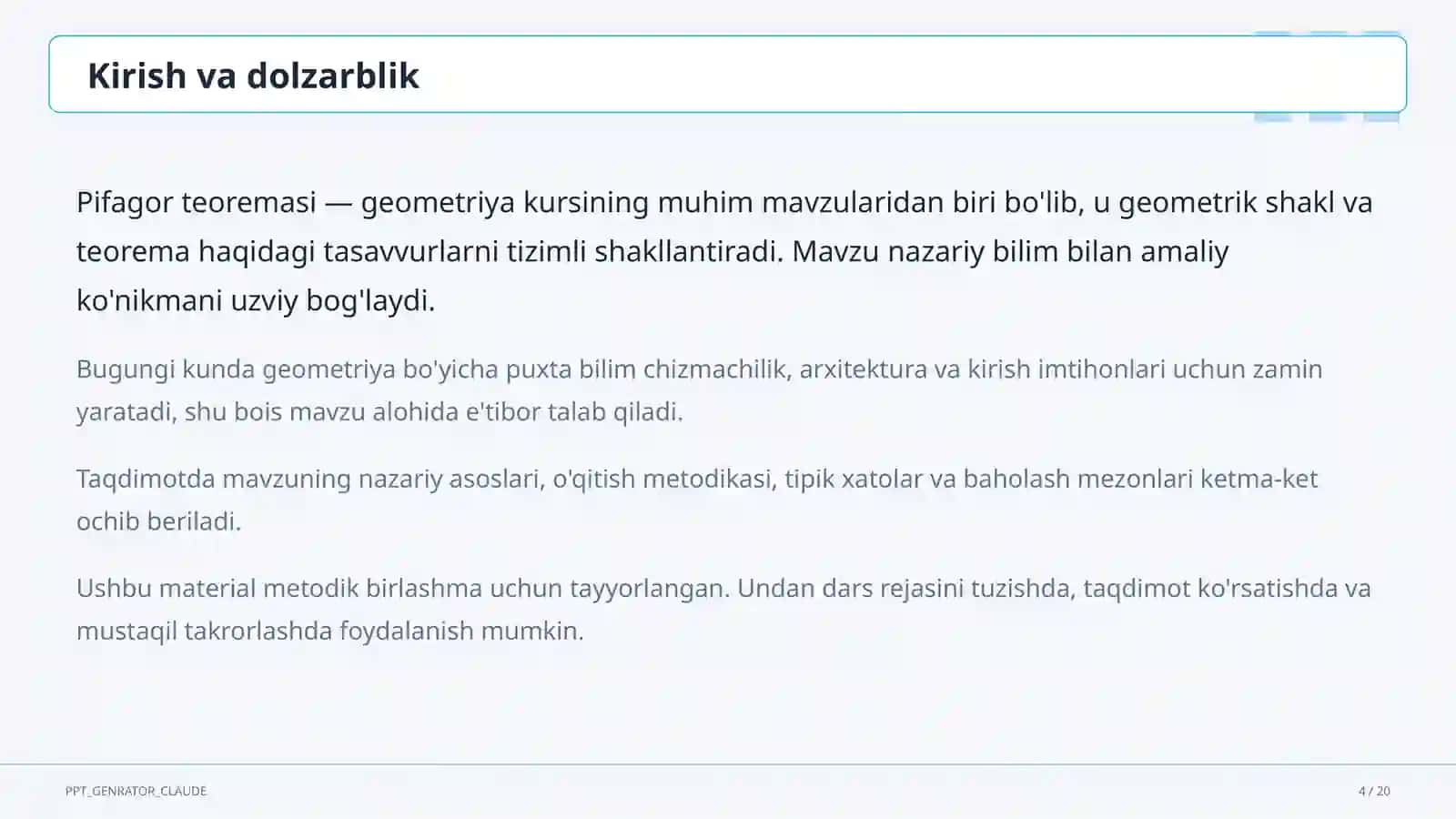Pifagor teoremasi (8-sinf) 4
