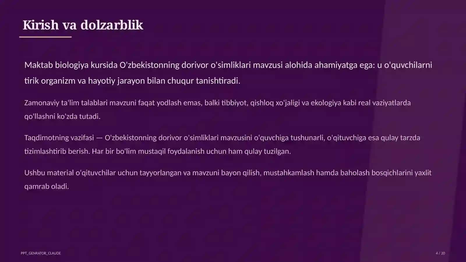 O'zbekistonning dorivor o'simliklari (6-sinf) 4