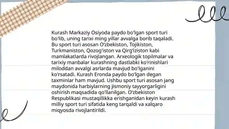 kurashning kelib chiqish tarixi. 4