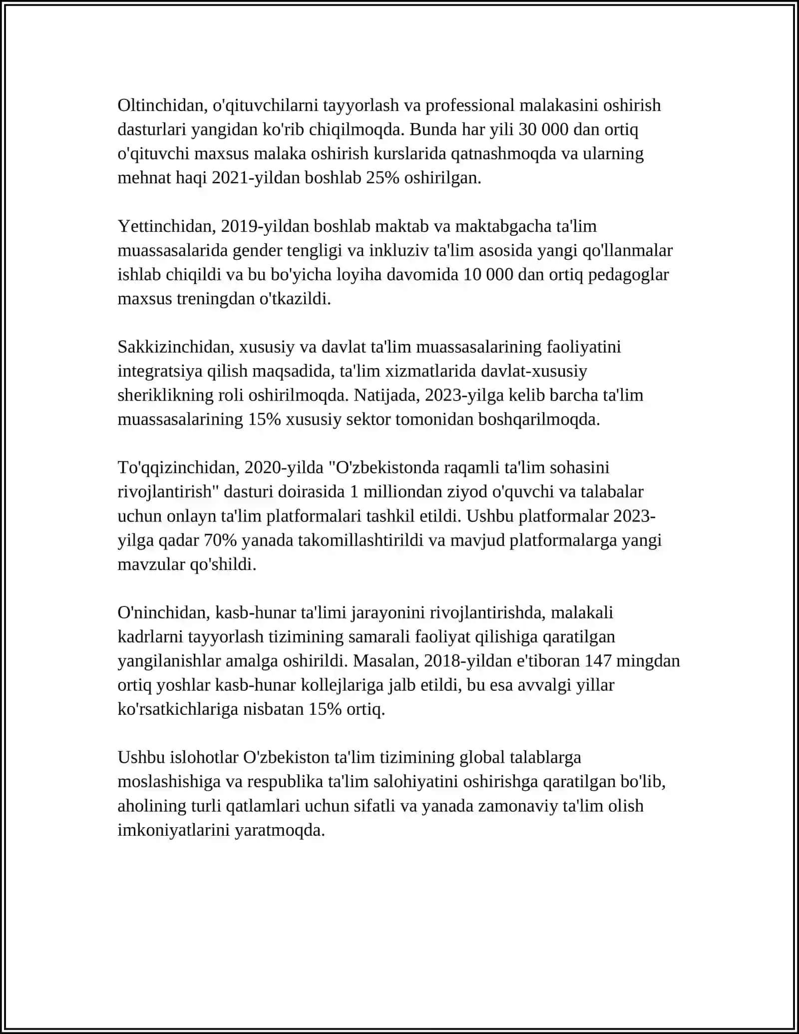 O‘ZBEKISTON RESPUBLIKASIDA TA’LIM TIZIMINI RIVOJLANTIRISHNING KONSEPTUAL ASOSLARI 4