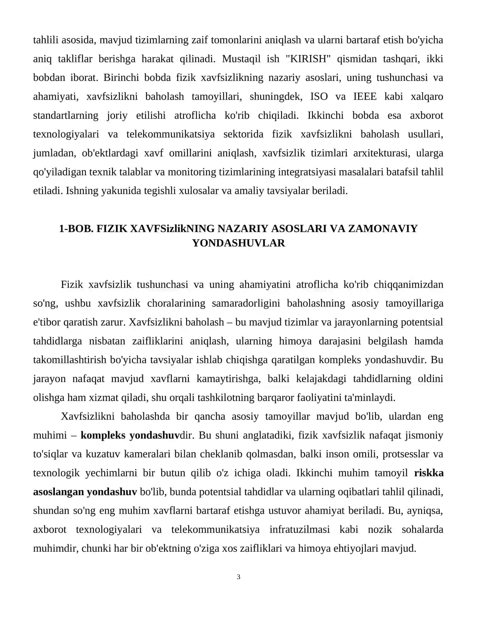 Fizik xavfsizlik choralarini baholash va tavsiyalar ishlab chiqish. 4