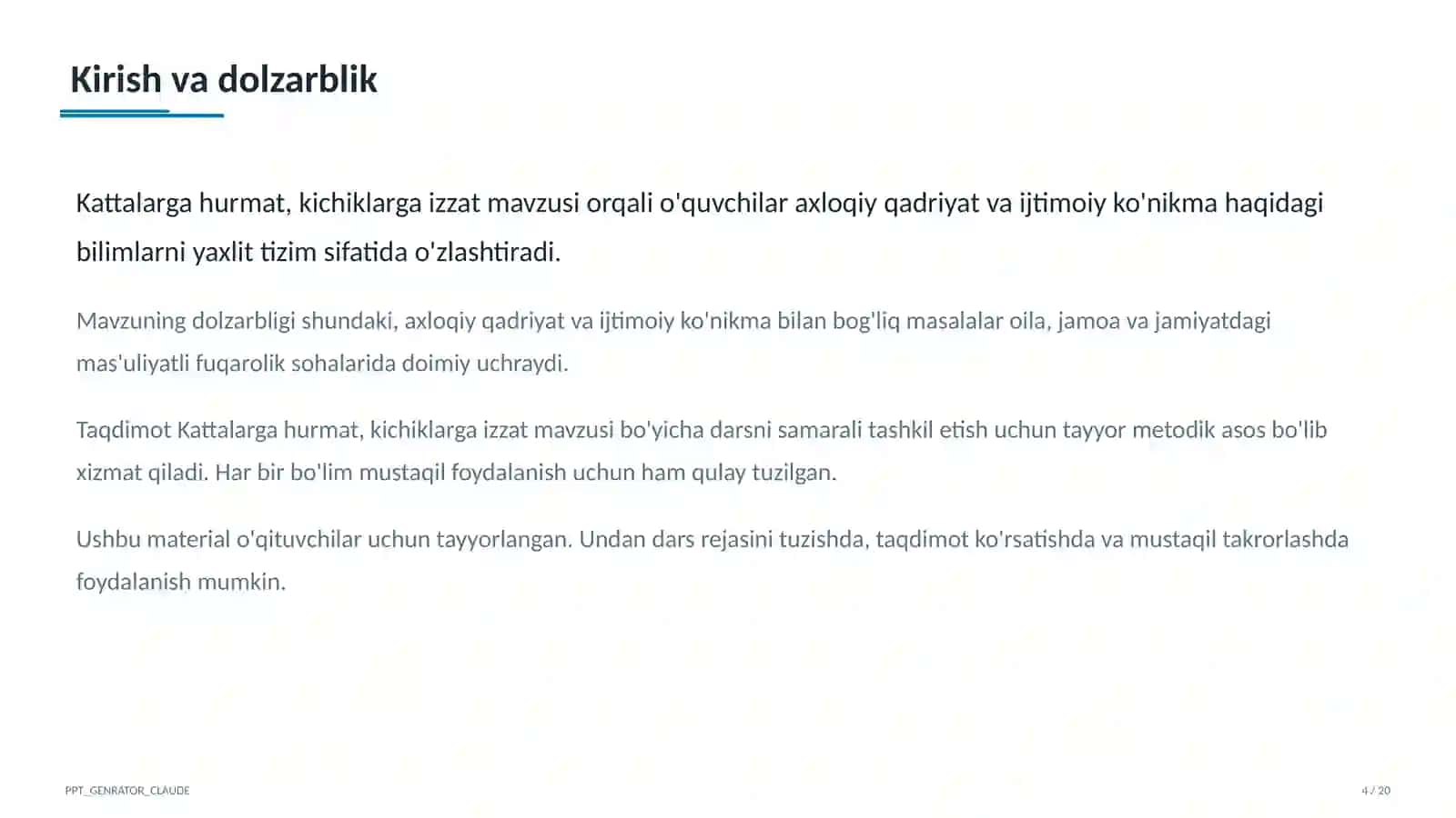 Kattalarga hurmat, kichiklarga izzat (2-sinf) 4