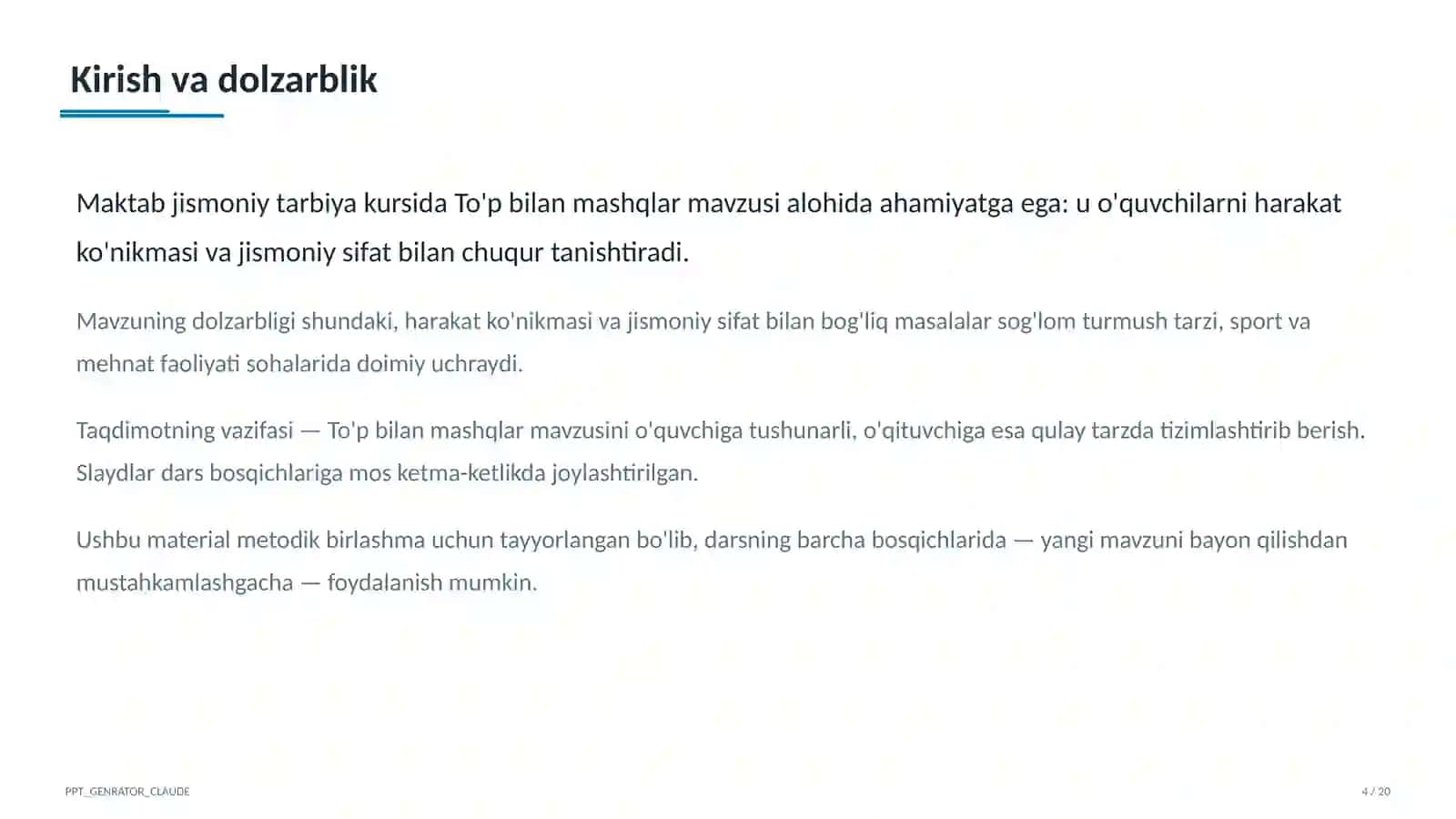 To'p bilan mashqlar (2-sinf) 4