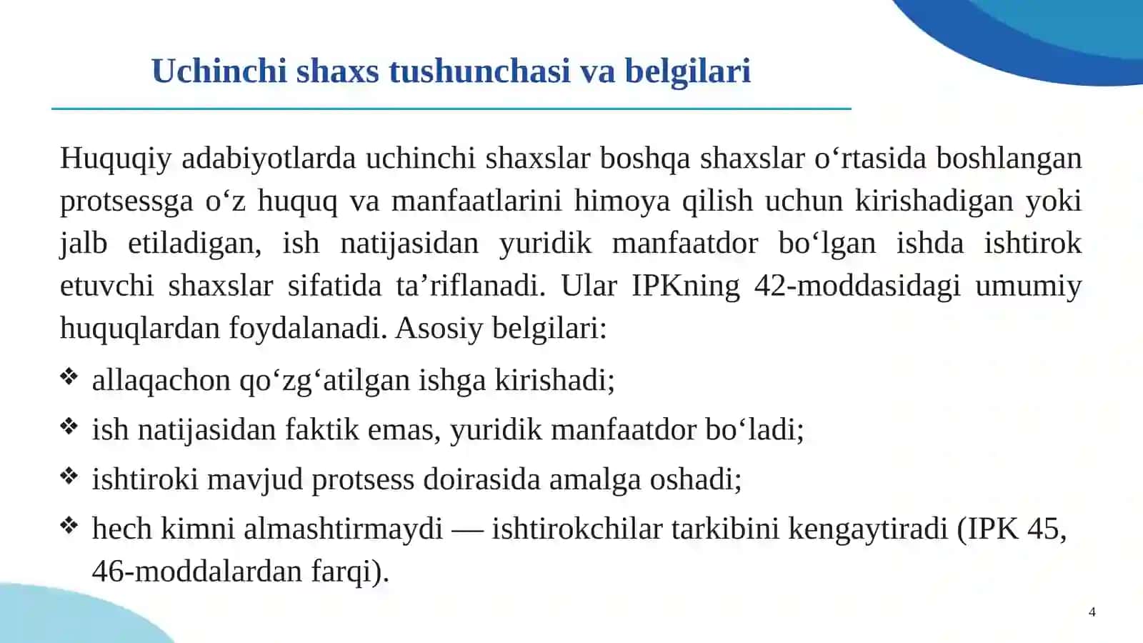 UCHINCHI SHAXSLAR VA ULARNING TURLARI 4