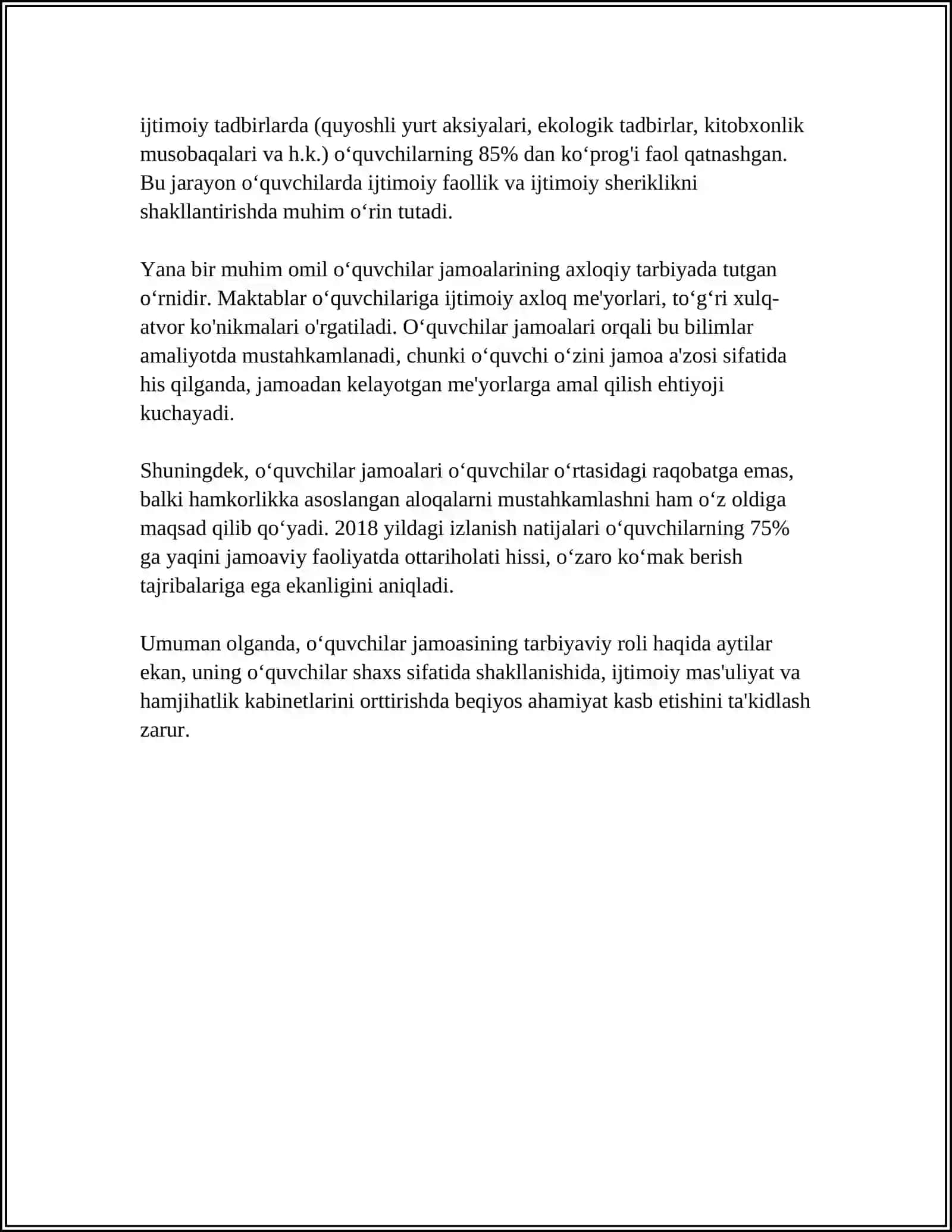 OʻQUVCHILAR JAMOASI-YAXLIT PEDAGOGIK JARAYONNING ASOSIY SHAKLI 4