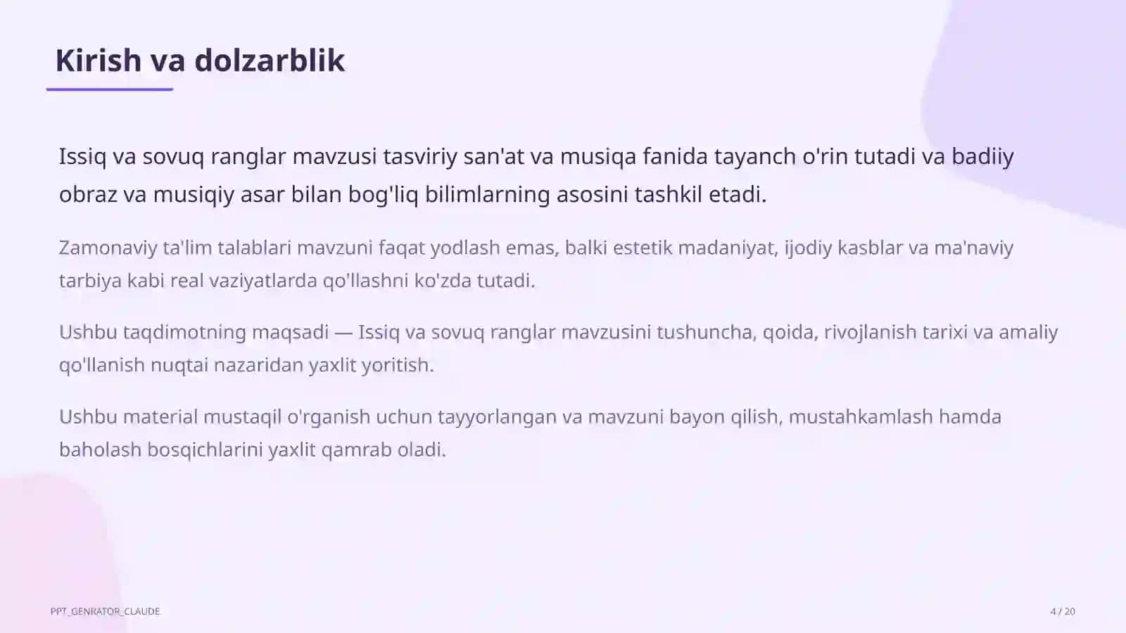 Issiq va sovuq ranglar (2-sinf) 4