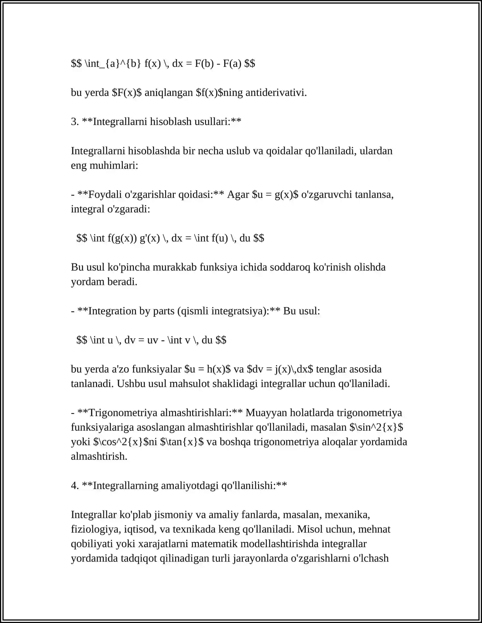 VA 2 TUR XOSMAS INTEGRALLAR XOSMAS INTEGRALLARNING YAQINLASHISHI 4