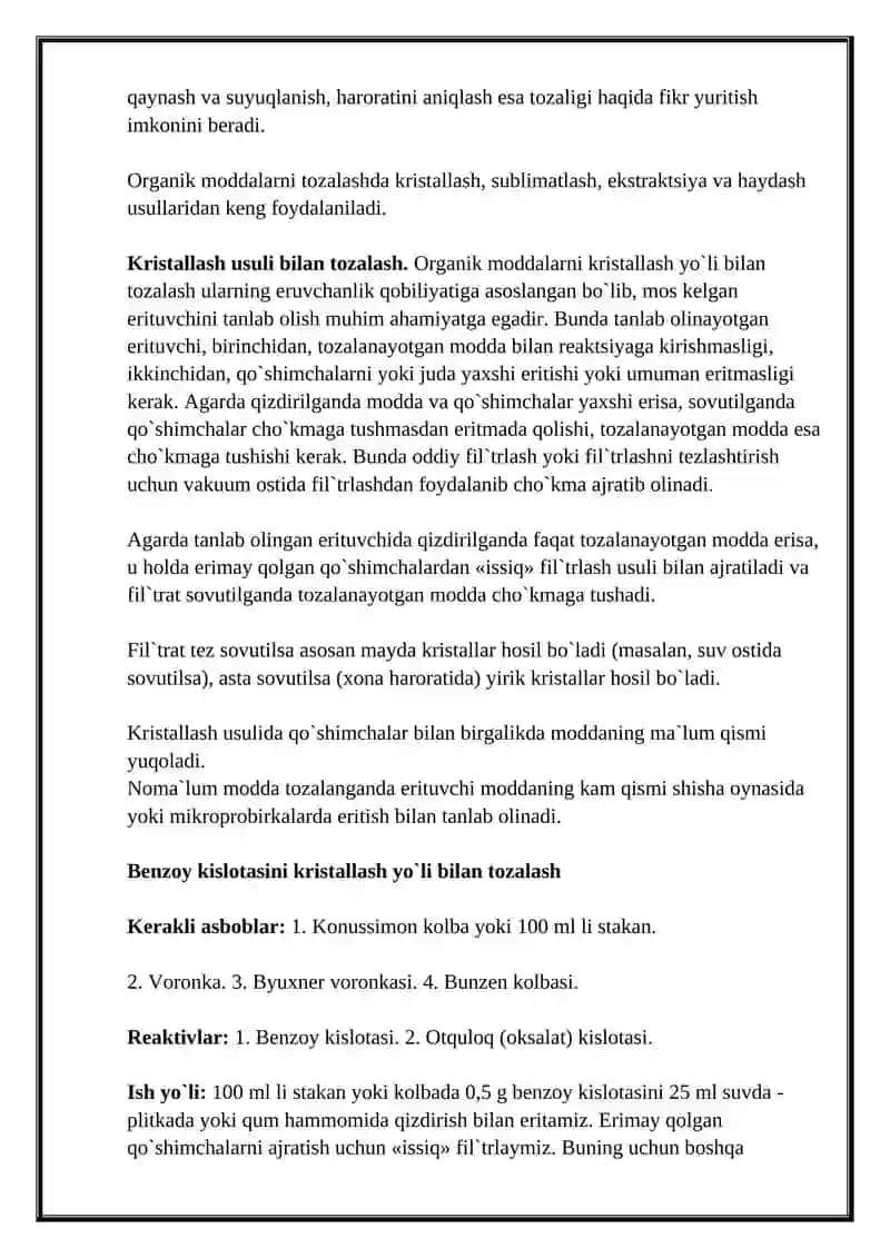 Organik moddalarni sifati jixatidan tadqiq qilish 4